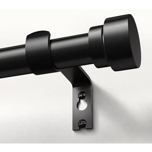 Black Curtain Rods for Windows 66 to 120 Inch, 1 Inch Pole Adjustable Length Heavy Duty Metal Curtain Rod Set, for Outdoor Bedroom Kitchen Living Room, Decorative Drapery Rods with Finials