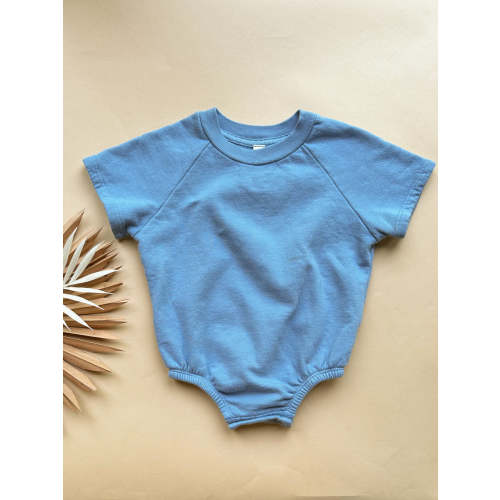 Organic Cotton Bubble Romper | Dusty Blue 6-12M