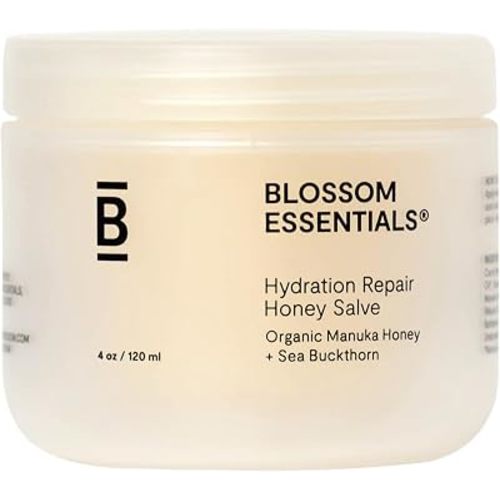 Blossom Essentials Honey Salve - Organic Manuka Honey Hydration Repair - Eczema Relief for Dry, Itchy, Sensitive Skin - Soothing Moisturizer & Balm for Kids, Adults - USA - 4oz