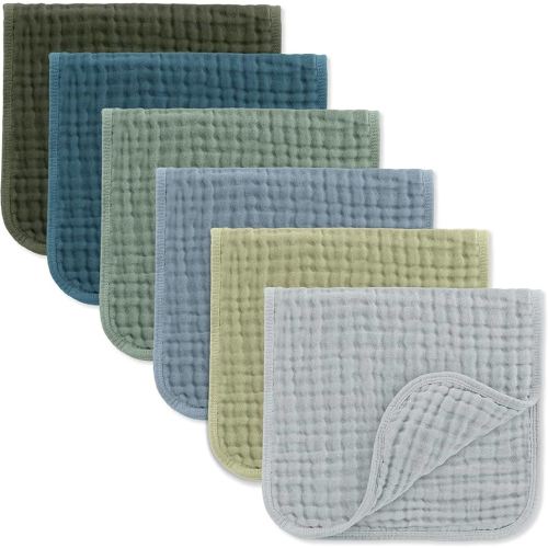Comfy Cubs Muslin Burp Cloths 20" x 10", Pack of 6 - Large, 6-Layer, Ultra Absorbent 100% Cotton for Baby Drool and Messes - Soft, Safe & Gentle Baby Burp Cloths Set for Boys & Girls - Multi Boy