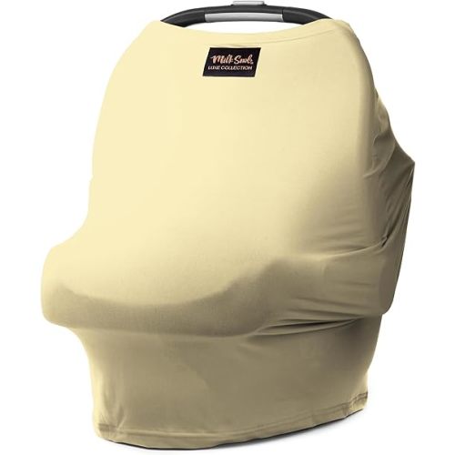 Milk Snob Original 5-in-1 Luxe Nursing Cover in Buttercup - Added Privacy Breastfeeding Cover, Car Seat Cover for Carrier, Stroller, High Chair, Shopping Cart, Lounger Canopy, Newborn Essentials