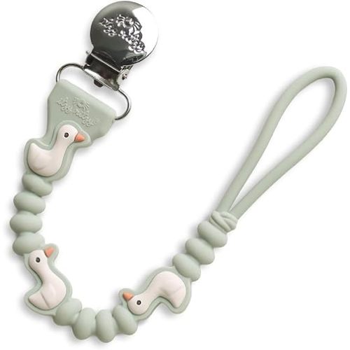 Itzy Ritzy Silicone Pacifier Clip, Baby Pacifier Holder Clip (Goose)