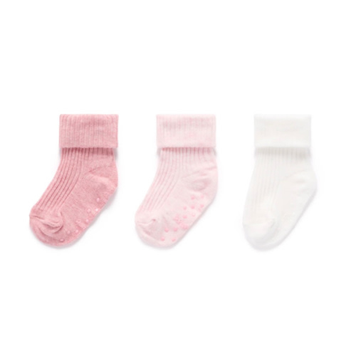 Pink 3 Pack Rib Socks - Baby Accessories - Purebaby - Purebaby