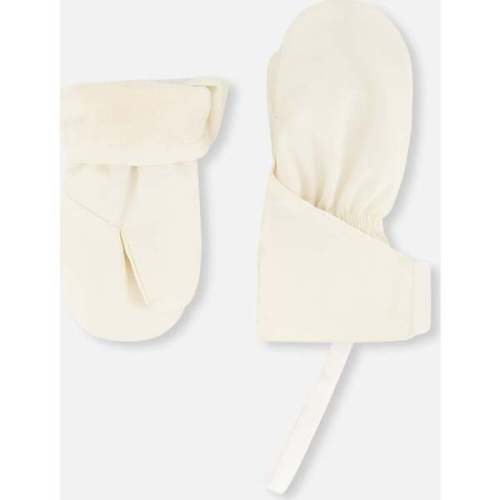 Lined Baby Mittens, White Asparagus