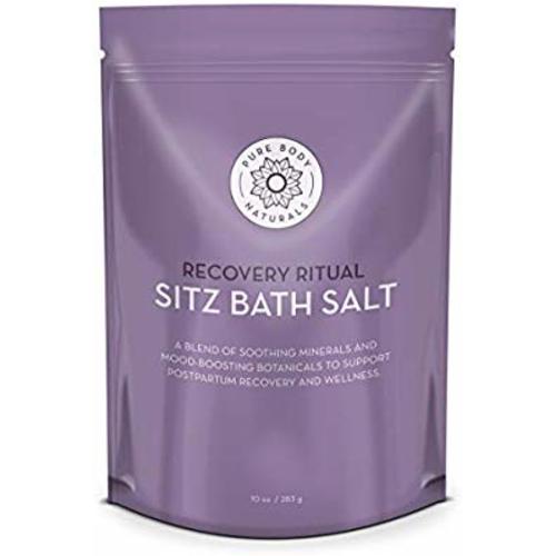 Sitz Bath Salt – Postpartum Care and Hemorrhoid Treatment – Natural Sitz Bath Soak with Epsom Salt, Dead Sea Salt, and Essential Oil for Self Care and Hemmoroid Treatment, 10 oz by Pure Body Naturals