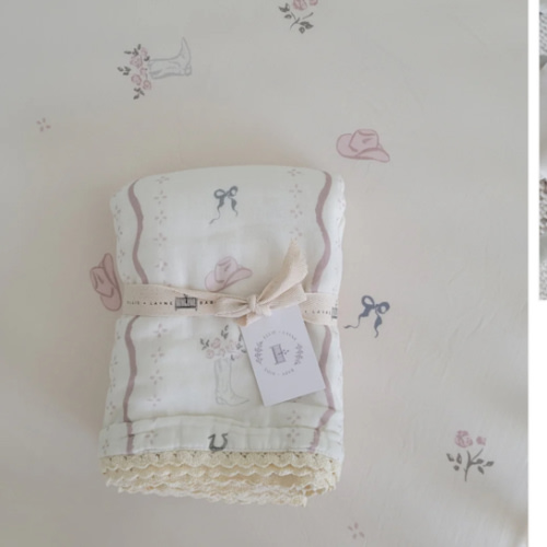 Vintage Country-Cowgirl Blanket and Crib Sheet SET