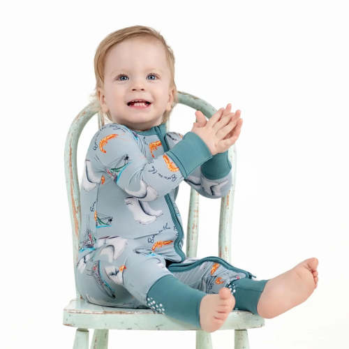 Pearls & Pelicans Born on the Bayou Bamboo Zip-Up Pajamas – zukababy