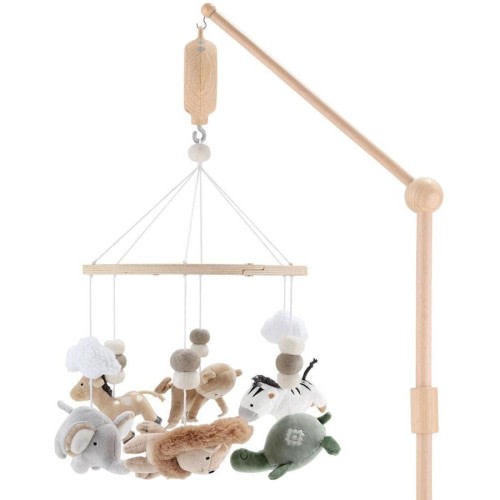 The Peanutshell Baby/Infant Safari Serenity Wooden Crib Musical Mobile 0y+