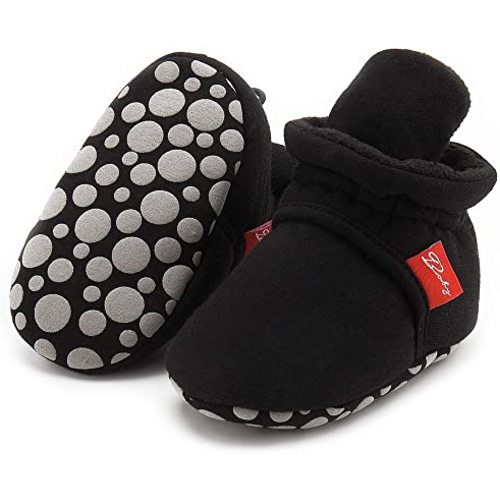 Infant Baby Boys Girls Cozy Fleece Booties Stay on Slippers Non Slip Soft Gripper Sock Shoes Toddler First Walker Newborn Crib Birthday Shower Gift