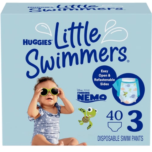 Huggies Little Swimmers Disposable Swim Diapers, Size 3 (16-26 lbs), 40 Ct (2 packs of 20), Packaging May Vary