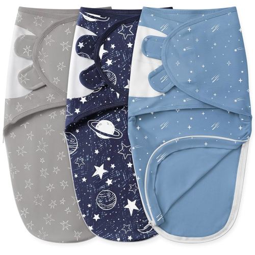 Baby Swaddles for Newborns with Zipper, 100% Cotton Newborn Swaddle Sack, 3 Pack Baby Swaddles 0-3 Months Swaddle Sleep Sack for Newborn Baby Boy Girl Blue Planet