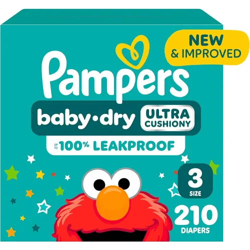 Pampers Diapers - Baby Dry - Size 3, 210 Count, Absorbent Disposable Infant Diaper (Packaging May Vary)