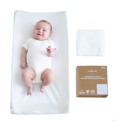 The Peanutshell White Organic Cotton Changing Pad Covers for Baby Boys and Girls, 2 Pack