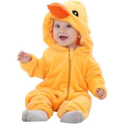 MICHLEY Unisex Baby Animal Costume Winter Autumn Hooded Romper Halloween Cosplay Jumpsuit Outfits