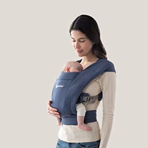 Ergobaby Embrace Baby Carrier Newborn to Toddler - Breathable Baby Carriers for Summer - Cozy Essentials (7-25 Pounds), Ponte Knit, Soft Navy