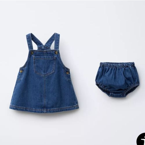 DENIM OVERALL DRESS WITH BLOOMERS - Mid-blue | ZARA United States