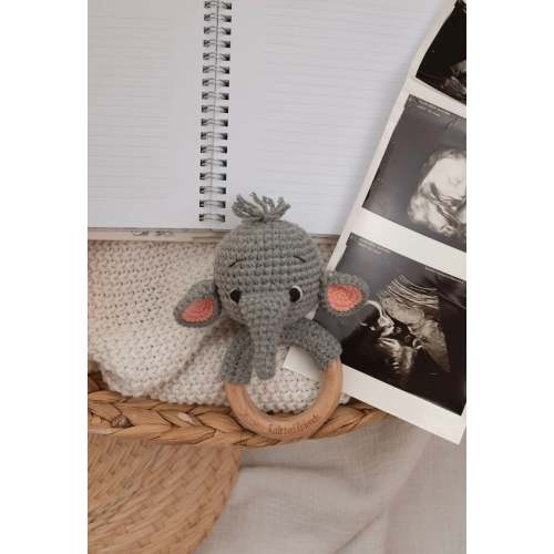 Elephant Rattle with Organic Cotton Yarn | Handcrafted Keepsake Toy