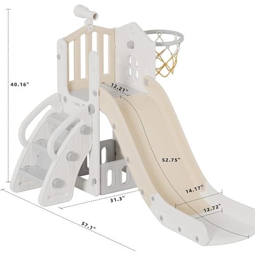 5-in-1 Toddler Indoor and Outdoor Slide - Beige (12m+)