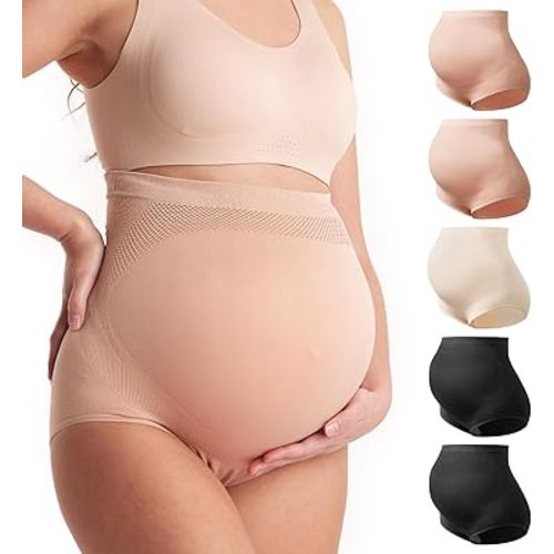 Momcozy Women's Maternity High Waist Underwear Pregnancy Soft Seamless Maternity Underwear Over Bump