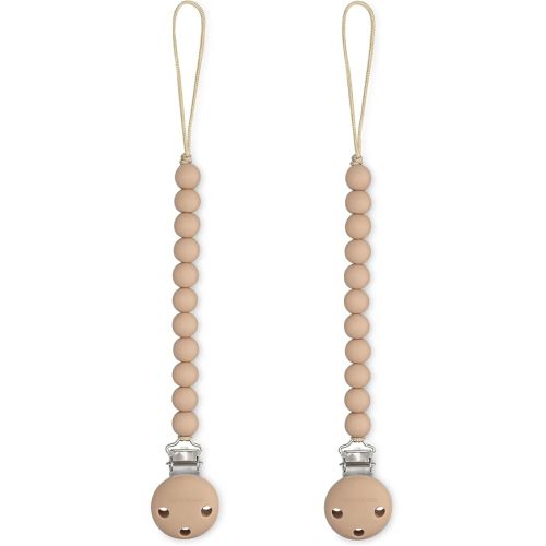 Comfy Cubs Pacifier Clips 2 Pack - 100% Food Grade Silicone Baby Pacifier Clips, BPA & PVC Free - CPSIA Certified, Lightweight and Flexible Baby Gifts - Beige