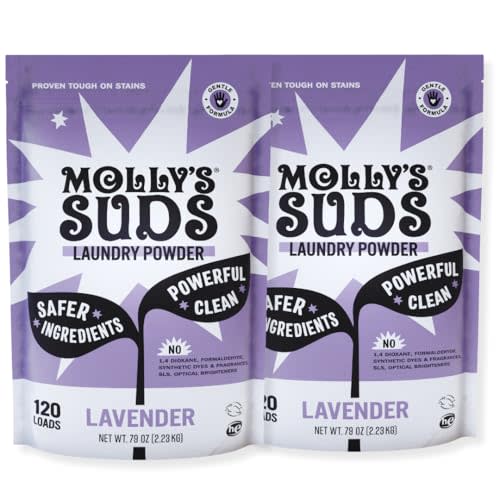 Molly's Suds Original Laundry Detergent Powder | Clean Laundry Detergent Powder for Sensitive Skin | Simple, Effective Ingredients, Stain Fighting | 240 Loads (Lavender)