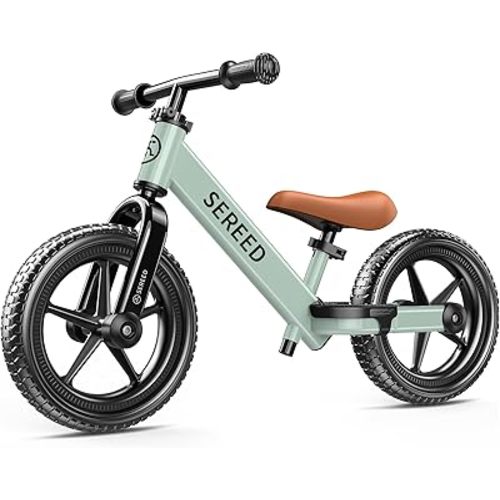 SEREED Toddler Balance Bike 2 Year Old, No Pedal Kids Bicycle Toys for 2-5 Years Old, Tool-Free Adjustment, Customize Plate with Stickers, Gift for 2-3 Boys Girls (Mint Green)