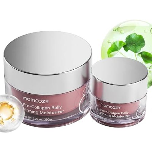 Momcozy Belly Cream Home & Away Duo, EWG Verified, Clinically Tested 4x Peptides to Reduce Stretch Marks, 150g + 30g Belly Moisturizer Set, Skin Resilience Care, 6.35 oz Total