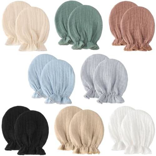 BQUBO Muslin Baby Mittens for Newborn Cotton No Scratch Breathable Gloves