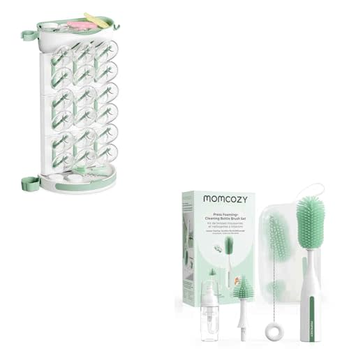 Momcozy DIY Larger Bottle Drying Rack for 18 Bottles Bottle Brush Kit Pro