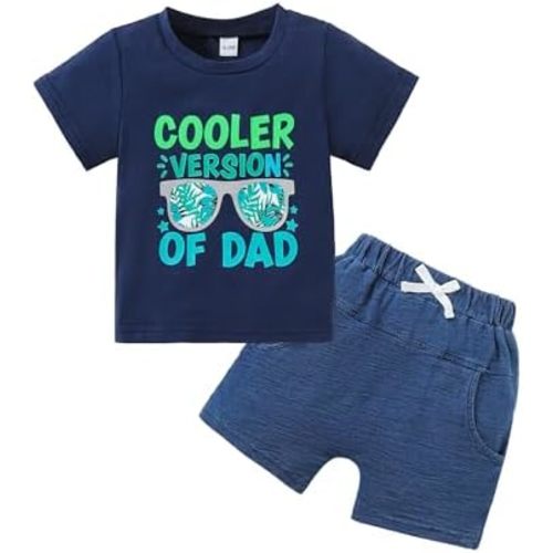 Jecson Baby Boy Summer Clothes Toddler Boy Outfits Letter Print Short Sleeve T-Shirt Denim Shorts Clothing Set 6M-4T