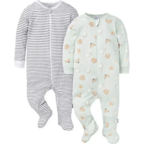 Gerber baby-girls Baby Unisex 2-pack 2-way Zip Textured Sleep 'N Play