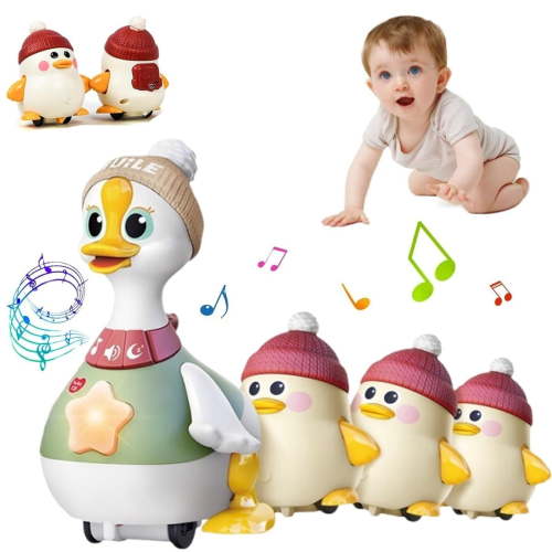 Goowood Baby Toys Duck Family Walking Duck with Baby Ducks 3 Pack Light Up Swinging Crawling Toys for 6-12 Months Toddlers Boys Learning Walk