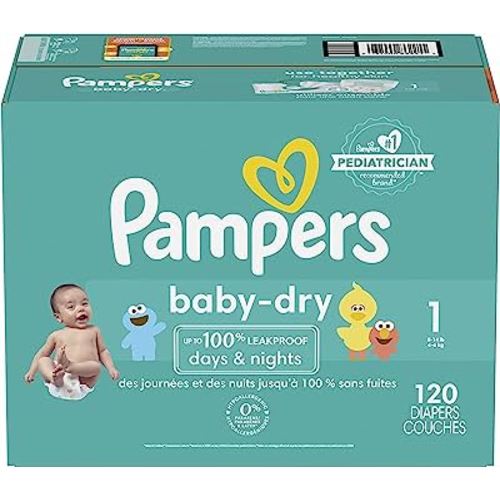Diapers Size 1, 120 count - Pampers Baby Dry Disposable Diapers