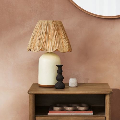Greta Scalloped Raffia Table Lamp