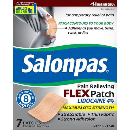 Salonpas Pain Relieving Flex Patch Lidocaine 4%, 7 Count (Pack of 1)