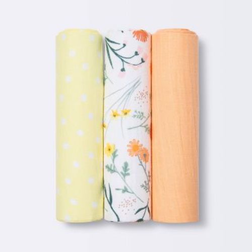 Muslin Swaddle Blanket - Cloud Island™ Garden Floral - 3pk