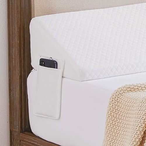 Homemate King Size（76"x10"x6"） Bed Wedge Pillow for Headboard - Bed Gap Filler(0-8") - Triangle Bloster Pillow Wedge - White