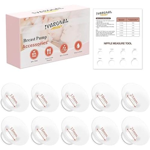 10pcs Flange Insert 13/15/17/19/21mm*2 pcs Compatible with Momcozy Air1/W1/M9/M6/M5/S12 Pro/V1 Pro/V2 Pro,for Spectra/Medela/MomMed/eufy/Lansinoh/Elvie Breast Pump