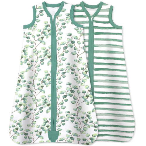 Bublo Baby Wearable Blanket, Cotton Sleep Sacks for 12-18 Months, 2 Pack Unisex Sleeping Bag Sack, Large Size, 2-Way Zipper, 0.5 Tog Breathable Cotton