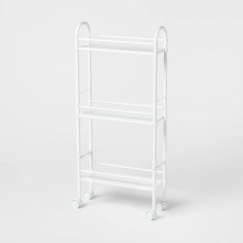 3 Shelf Narrow Metal Storage Cart White - Brightroom™