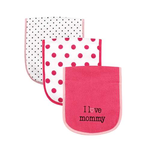 Luvable Friends Cotton Burp Cloths with Fiber Filling, Girl Mommy