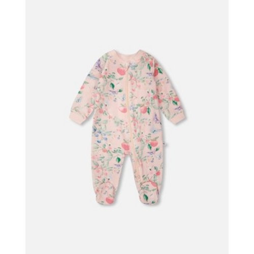 Deux par Deux Girl Organic Cotton Jersey One-Piece Pyjama Pink Printed Berries - 3 Months