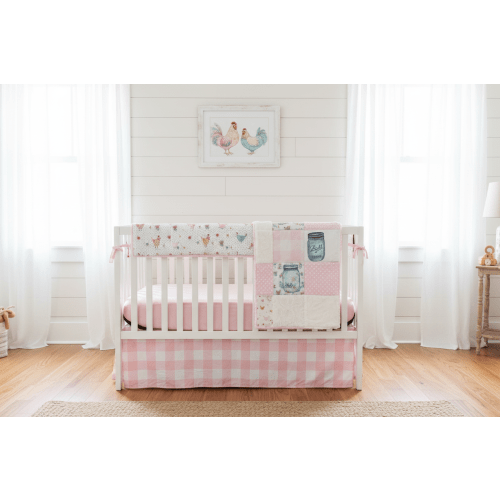Chicken Mason Jar Farmhouse Girl Crib Bedding | USA Made – DBC Baby Bedding Co