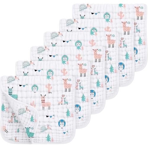 Looxii Muslin Burp Cloths 100% Cotton Muslin Cloths Large 20''x10'' Extra Soft and Absorbent 6 Pack Baby Burping Cloth for Boys and Girls (Alpaca)