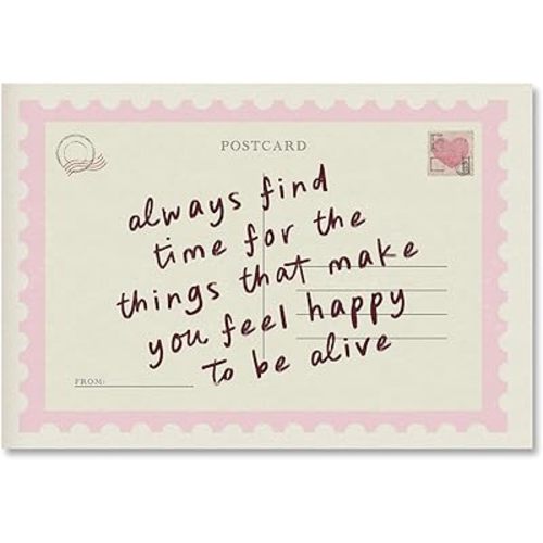 Always Find Time Inspirational Wall Art Print Vintage Postcard Rustic Quote Poster Trendy Horizontal Positive Saying Pink Preppy Painting for Bedroom Happy Home Decor 16x24inch Unframed