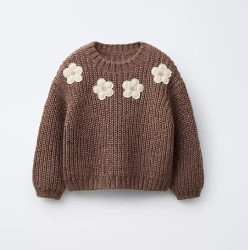 FLORAL KNIT SWEATER - Dark pink | ZARA United States