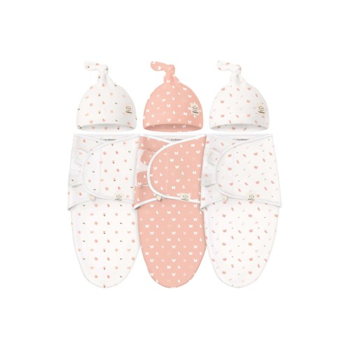 3-Pack Soothe Swaddle Wraps with Knot Hats, Medium
