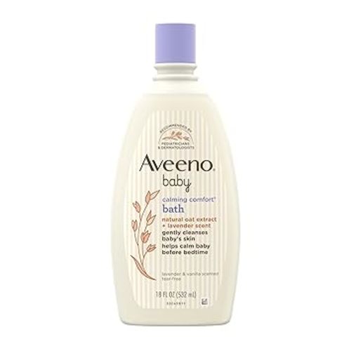 Aveeno Baby Nighttime Calming Comfort Bath, Baby Body Wash for Skin & Hair with Natural Oat Extract, Soothing Lavender & Vanilla Scent, Tear-Free Formula, No Added Parabens & Phthalates, 18 Fl Oz