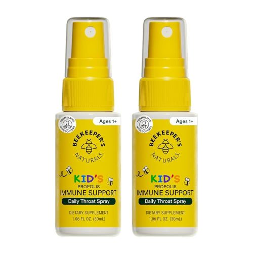 Beekeeper's Naturals Kids Propolis Throat Spray 95% Bee Propolis Extract - Natural Immune Support & Sore Throat Relief, Antioxidants & Gluten-Free, 1.06 oz (Pack of 2)