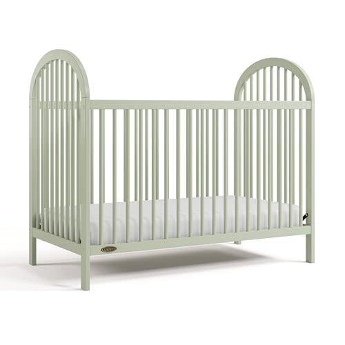 Graco Olivia 3-in-1 Convertible Crib – GREENGUARD Gold Certified, 100% Solid Wood, Fits Standard Baby Crib Mattress, Converts to Toddler Bed and Daybed, 4 Adjustable Mattress Heights (Sage)